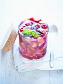 Summerfruit in jelly with basil