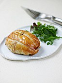 Young duck in flaky pastry crust