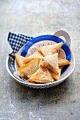 Small Brie filo pastry triangle pies