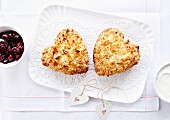 Heart shaped New Year cookies with crumbles