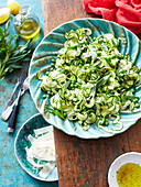 Cucumber and pea salad with sage