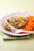 Oven-baked dill omelette,grated carrots with orange