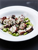 Octopus with baby broad beans