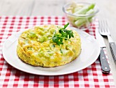Spicy clafoutis with cucumber and Emmentaler
