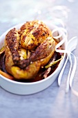 Roast capon with Espelette pepper and old-fashioned vegetables