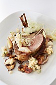 Loin of pork with cauliflower,figs and chestnuts