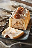 Pear and candied chestnut log cake