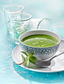 Chilled minty pea soup