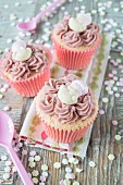 Cupcakes with rose frosting