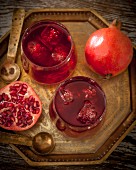 Glasses of pomegranate cordial