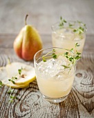 Glasses of pear juice