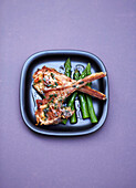 Lamb chops with herbs and green asparagus