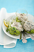 Sardine rillettes with broad beans