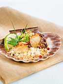 Scallops baked crumble style