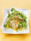 Cod with baby spinach and lemon zests