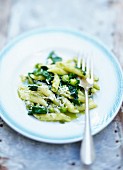 Penne with spinach pesto