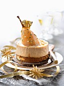 Speculos gingerbread cookie,pear and toffee Bavarian