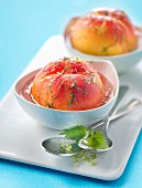 Peached poached with lemon balm