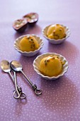 Mango-ginger sorbet with passionfruit