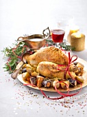 Capon with vegetables for Christmas