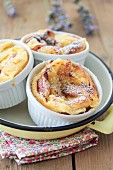 Peach and lavander small batter puddings