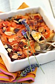 Apricot,lavander and almond clafoutis