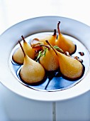 Gluten-free pears poached in red wine