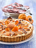 An apricot tart with butter biscuits