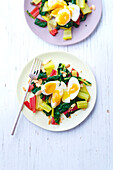 Swiss chard salad with a soft-boiled egg
