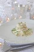Sole fillet with celeriac,Japanese pearls with dill cream