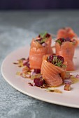 Salmon and beetroot makis