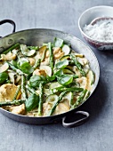 Chicken,green asparagus,courgette and basil coconut milk curry