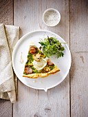 Smoked turkey and goat's cheese quiche