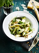 Penne with broccolis,parmesan and pine nuts