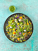 Flower salad with sprouts
