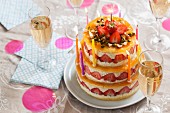 Strawberry cream cake for a birthday