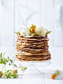 Pancake and chocolate mousse layer cake