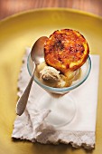 Apple tatin tartlets with a scoop of vanilla ice cream