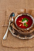 Tomato soup with Paneer cheese