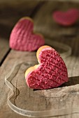 Heart-shaped cakes with strawberry cream