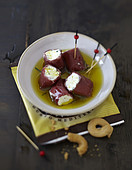 Bresaola and goat's cheese rolls