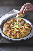 Pizza bread with cheese and chives (vegetarian)