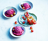 Blackcurrant-grape sorbet and red wine syrup