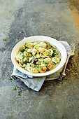 Pasta with brussels sprouts and gremolata (vegan)