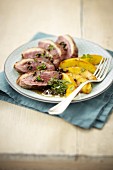 Duck breast with mango