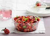 Strawberry fruit salad with basil