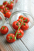 Bunch of tomatoes in a jar
