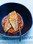 Pan-fried red mullet fillets with colombo