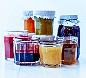 Assortment of homemade jars of jam