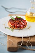 Individual cherry tomato and parmesan tatin tart